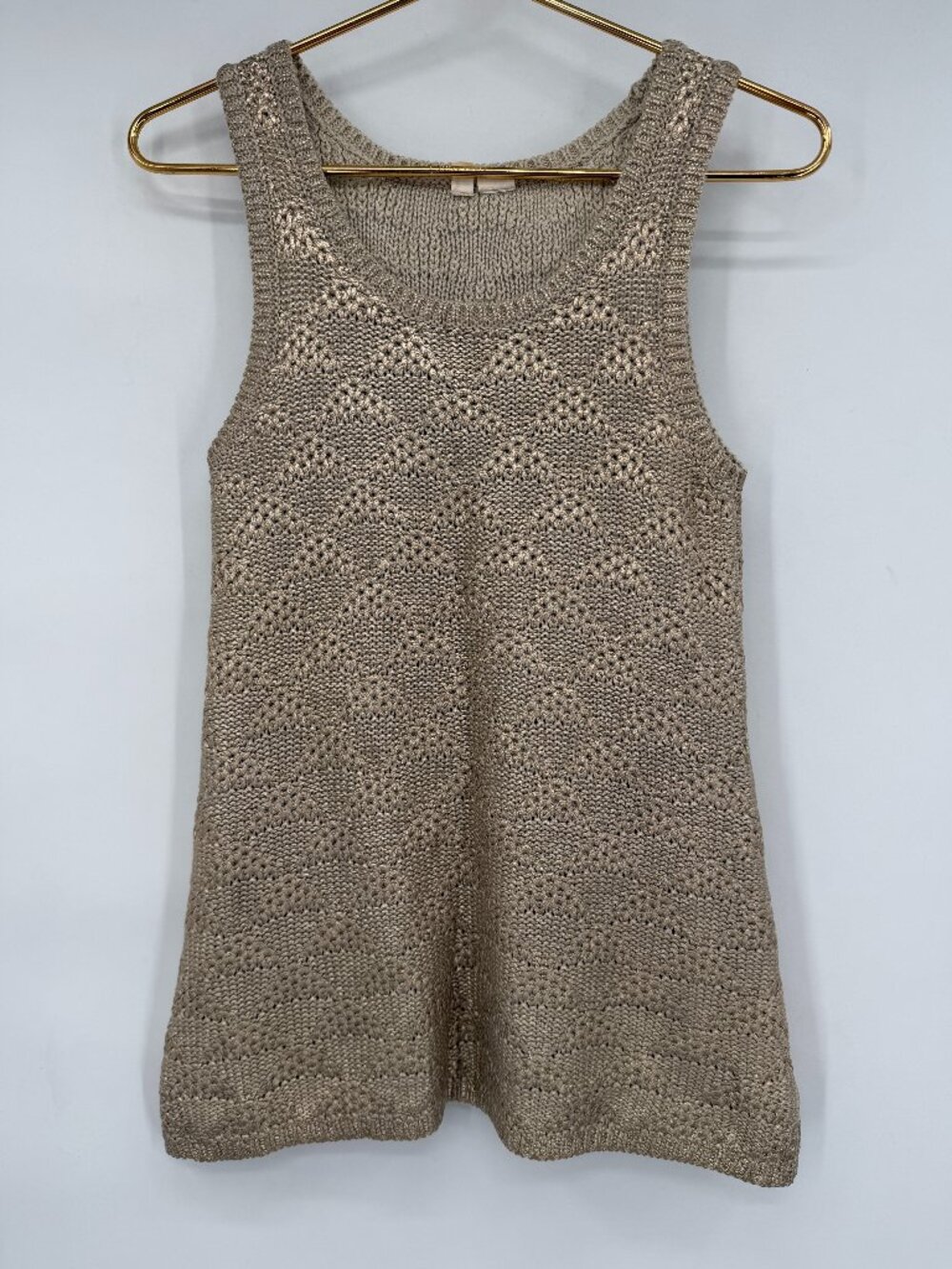 Moth by Anthropologie sleeveless Tank Top Gold Metallic knit Tunic sweater XS